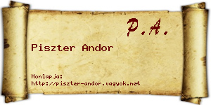 Piszter Andor névjegykártya